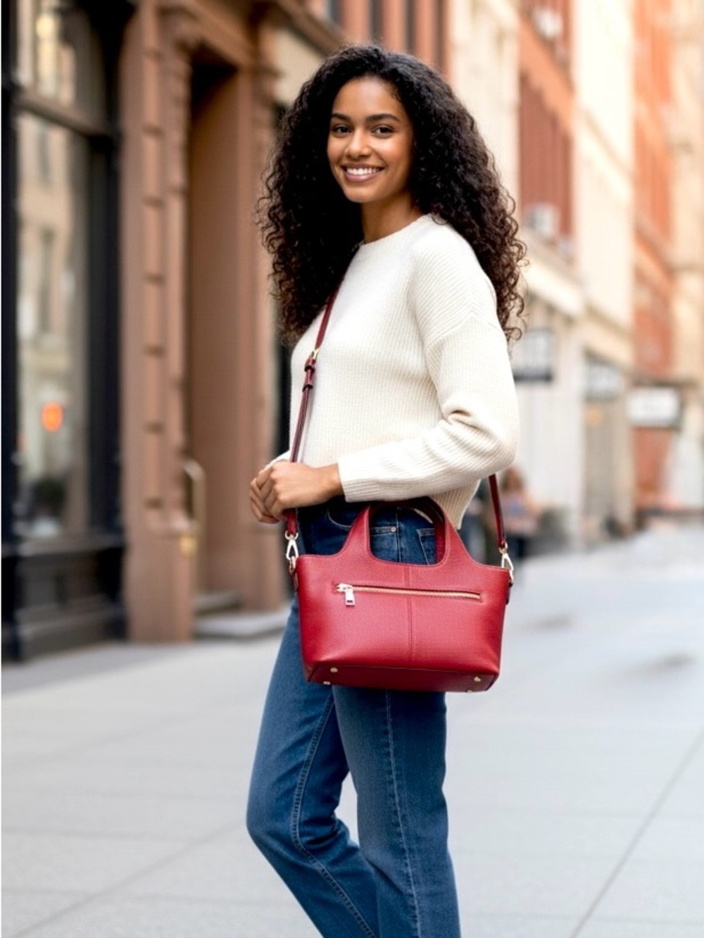 NEW Kattee Cowhide Wine Leather Crossbody Bag
